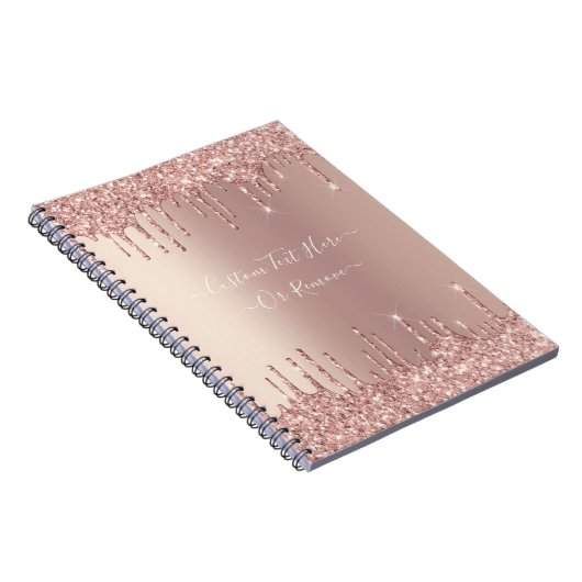Rose Gold Blush Glitzer Sparkeln Tropfen Benutzerd Notizblock (Rechte Seite)