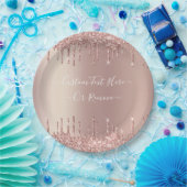 Rose Gold Blush Glitzer Sparkeln Tropfen Benutzerd Pappteller (Party)