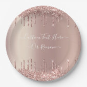 Rose Gold Blush Glitzer Sparkeln Tropfen Benutzerd Pappteller (Vorderseite)