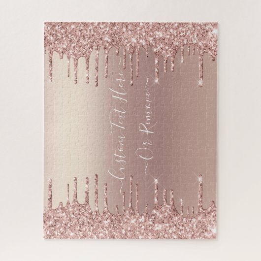 Rose Gold Blush Glitzer Sparkeln Tropfen Benutzerd Puzzle (Vertikal)