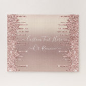 Rose Gold Blush Glitzer Sparkeln Tropfen Benutzerd Puzzle (Horizontal)