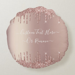 Rose Gold Blush Glitzer Sparkeln Tropfen Benutzerd Rundes Kissen