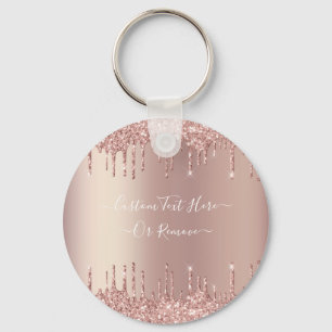 Rose Gold Blush Glitzer Sparkeln Tropfen Benutzerd Schlüsselanhänger