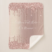 Rose Gold Blush Glitzer Sparkeln Tropfen Benutzerd Sherpadecke (Vorderseite)