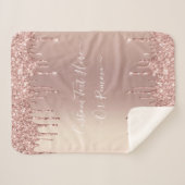 Rose Gold Blush Glitzer Sparkeln Tropfen Benutzerd Sherpadecke (Vorderseite (Horizontal))