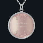 Rose Gold Blush Glitzer Sparkeln Tropfen Benutzerd Sterling Silberkette<br><div class="desc">Rose Gold Blush Glitzer Sparkle Tropfen Custom Text Pink Girly Modern - Fügen Sie Ihren einzigartigen Text / Name oder entfernen Text - Make Your Special Gift - Neu formatieren und verschieben oder entfernen und fügen Sie Text / Elemente mit Anpassungstool. Design von MIGNED. Bitte schauen Sie sich meine anderen...</div>