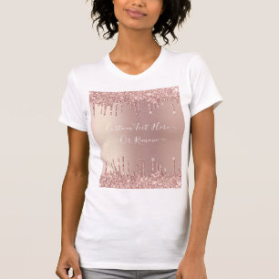 Rose Gold Blush Glitzer Sparkeln Tropfen Benutzerd T-Shirt