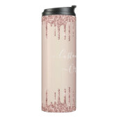 Rose Gold Blush Glitzer Sparkeln Tropfen Benutzerd Thermosbecher (Nach links gedreht)