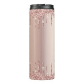 Rose Gold Blush Glitzer Sparkeln Tropfen Benutzerd Thermosbecher (Rückseite)
