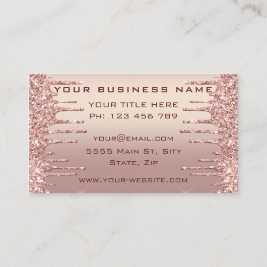 Rose Gold Blush Glitzer Sparkeln Tropfen Ihr Logo  Visitenkarte (Rückseite)