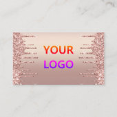 Rose Gold Blush Glitzer Sparkeln Tropfen Ihr Logo  Visitenkarte (Vorderseite)