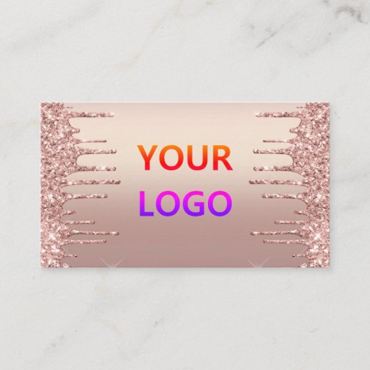 Rose Gold Blush Glitzer Sparkeln Tropfen Ihr Logo Visitenkarte (Vorderseite)