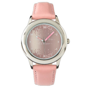 Rose Gold Blush Glitzer Sparkeln Tropfen - Ihr Tex Armbanduhr