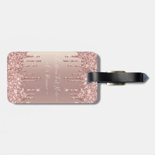 Rose Gold Blush Glitzer Sparkeln Tropfen - Ihr Tex Gepäckanhänger (Rückseite horizontal)