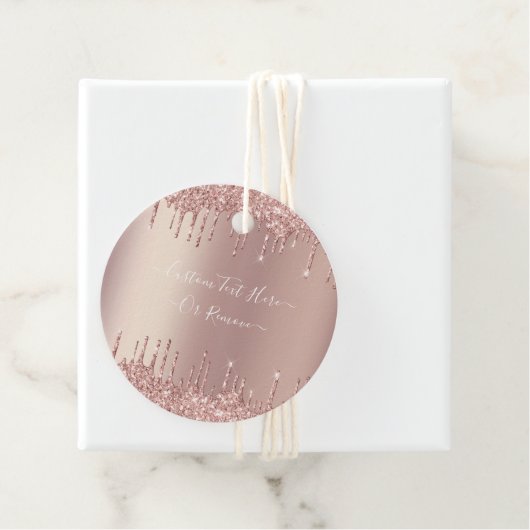 Rose Gold Blush Glitzer Sparkeln Tropfen - Ihr Tex Geschenkanhänger (Beispiel)