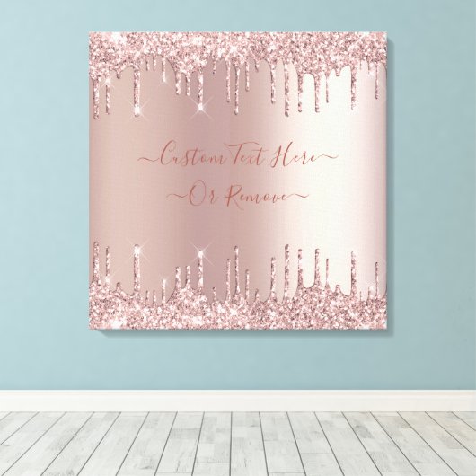Rose Gold Blush Glitzer Sparkeln Tropfen - Ihr Tex Leinwanddruck (Insitu (Holzboden))