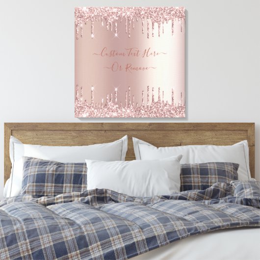 Rose Gold Blush Glitzer Sparkeln Tropfen - Ihr Tex Leinwanddruck (Insitu (Schlafzimmer))