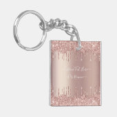 Rose Gold Blush Glitzer Sparkeln Tropfen - Ihr Tex Schlüsselanhänger (Vorderseite links)