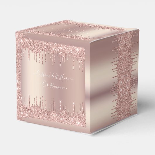 Rose Gold Blush Glitzer Sparkeln Tropfen - Name/ T Geschenkschachtel (Rückseite)