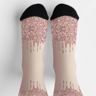 Rose Gold Blush Glitzer Sparkeln Tropfen Socken