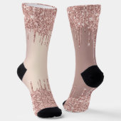 Rose Gold Blush Glitzer Sparkeln Tropfen Socken (Gewinkelt)
