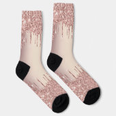 Rose Gold Blush Glitzer Sparkeln Tropfen Socken (Rechts)