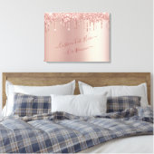 Rose Gold Blush Glitzer Sparkeln Tropfen - Text hi Leinwanddruck (Insitu (Schlafzimmer))