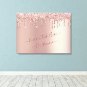 Rose Gold Blush Glitzer Sparkeln Tropfen - Text hi Leinwanddruck (Insitu (Holzboden))