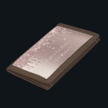 Rose Gold Blush Glitzer Sparkeln Tropfen - Text hi Tri-fold Geldbeutel<br><div class="desc">Rose Gold Blush Glitzer Sparkle Tropfen Custom Text Pink Girly Modern - Fügen Sie Ihren einzigartigen Text / Name oder entfernen Text - Make Your Special Gift - Neu formatieren und verschieben oder entfernen und fügen Sie Text / Elemente mit Anpassungstool. Design von MIGNED. Bitte schauen Sie sich meine anderen...</div>