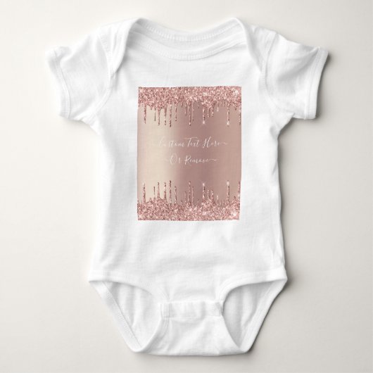 Rose Gold Blush Glitzer Sparkeln Tropfen - Text/ N Baby Strampler (Vorderseite)