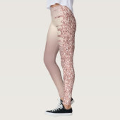 Rose Gold Blush Glitzer Sparkeln Tropfen - Text/ N Leggings (Links)
