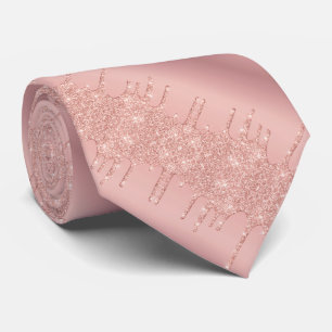 Rose Gold Blush Glitzer Sparkle Neck Tie Krawatte