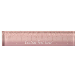 Rose Gold Blush Glitzer Sparkle Schreibtisch Name  Namensplakette