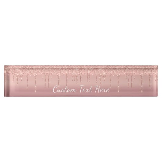 Rose Gold Blush Glitzer Sparkle Schreibtisch Name  Namensplakette (Vorderseite)