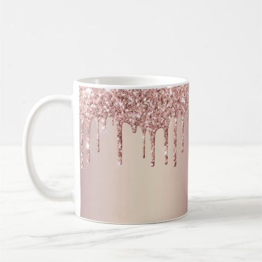 Rose Gold Blush Glitzer Sparkle Tropfen Chic Luxus Kaffeetasse (Links)