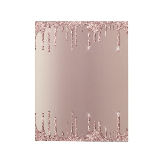 Rose Gold Blush Glitzer Sparkle Tropfen Moderne Mo Notizblock (Rotiert)