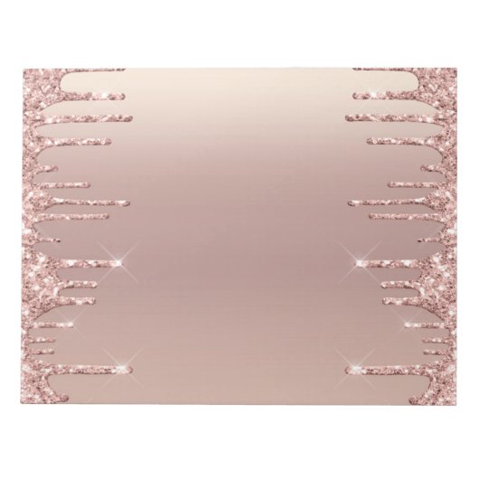Rose Gold Blush Glitzer Sparkle Tropfen Moderne Mo Notizblock (Vorderseite)