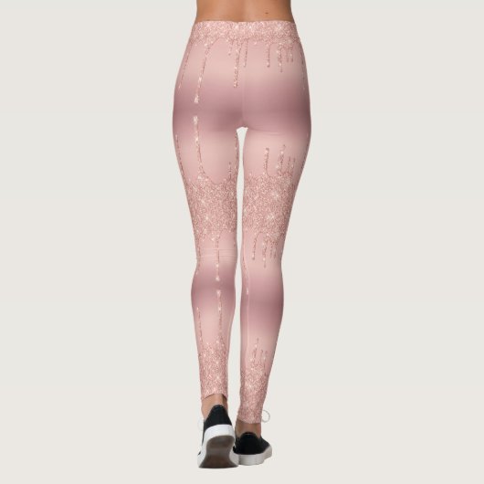 Rose Gold Blush Glitzer Sparkle Tropfen Party Legi Leggings (Rückseite)