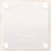 Rose Gold Blush Glitzer Sparkle Tropfen Texthochze Glasuntersetzer (Rückseite)