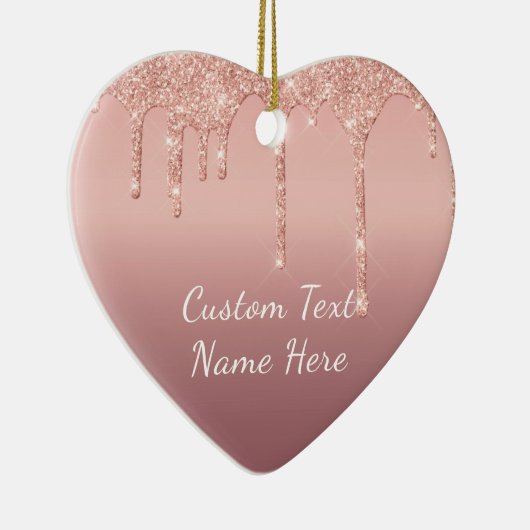 Rose Gold Blush Glitzer Sparkle Tropfen Texthochze Keramik Ornament (Rechts)