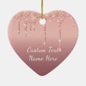 Rose Gold Blush Glitzer Sparkle Tropfen Texthochze Keramik Ornament (Hinten)