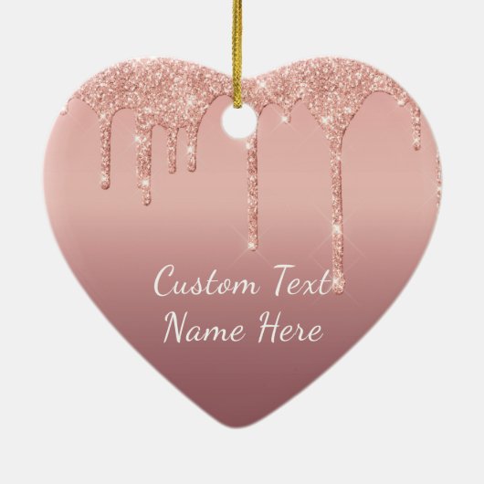 Rose Gold Blush Glitzer Sparkle Tropfen Texthochze Keramik Ornament (Hinten)