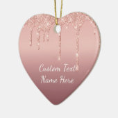 Rose Gold Blush Glitzer Sparkle Tropfen Texthochze Keramik Ornament (Links)