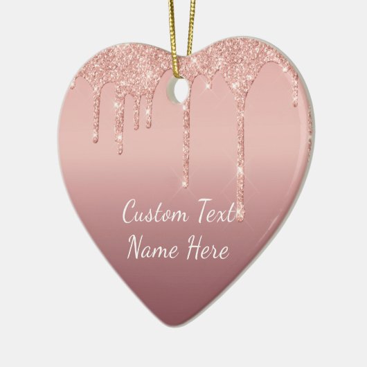 Rose Gold Blush Glitzer Sparkle Tropfen Texthochze Keramik Ornament (Links)