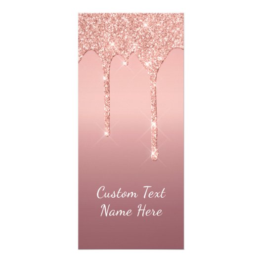 Rose Gold Blush Glitzer Sparkle Tropfen Texthochze Werbekarte (Vorne)