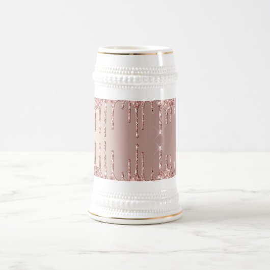 Rose Gold Blush Glitzer Sparkone Tropfen Bierstein Bierglas (Mittel)
