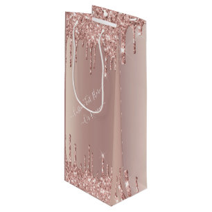 Rose Gold Blush Glitzer Sparkone Tropfen Geschenkt Geschenktüte Für Weinflaschen