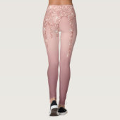 Rose Gold Blush Glitzer Sparkone Tropfen Leggings (Rückseite)