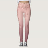 Rose Gold Blush Glitzer Sparkone Tropfen Leggings (Vorderseite)