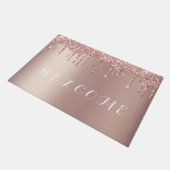 Rose Gold Blush Glitzer Sparkone Tropfen Moderne Fußmatte (Schrägansicht)